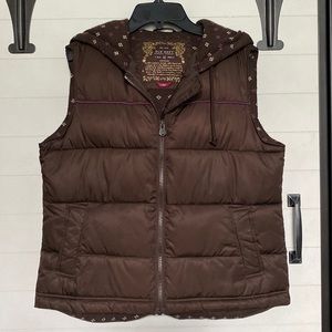 Old Navy Brown Hooded Puffer Vest